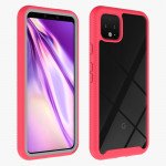 Wholesale Google Pixel 4 Clear Dual Defense Hybrid Case (Red)